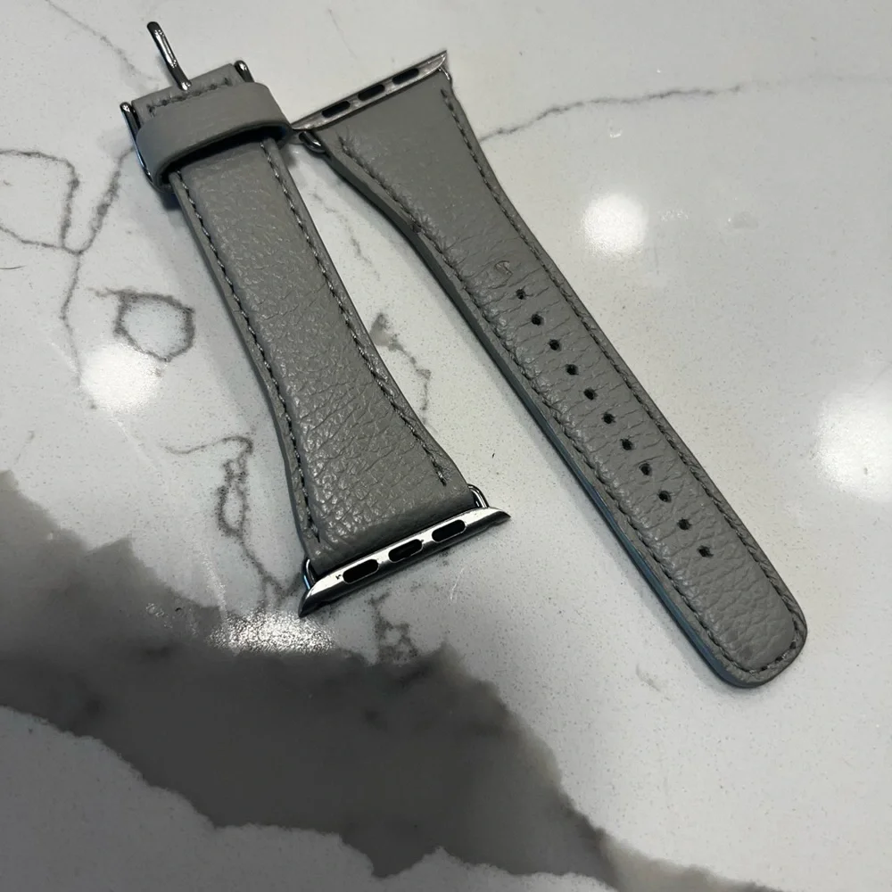 Grey Pebbled Leather Apple Watch Band 42mm